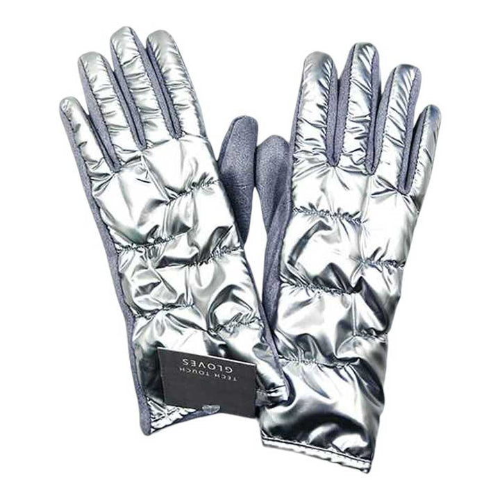 Silver-Puffer Smart Touch Gloves, Perfect combination of style and functionality. With their innovative design, you can easily use your touch screen devices without having to remove your gloves. Made with high-quality materials, these gloves are both durable and comfortable, making them an ideal choice for the colder months