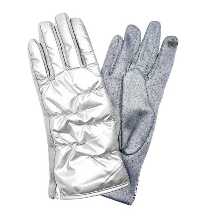 Silver-Puffer Smart Touch Gloves, Perfect combination of style and functionality. With their innovative design, you can easily use your touch screen devices without having to remove your gloves. Made with high-quality materials, these gloves are both durable and comfortable, making them an ideal choice for the colder months