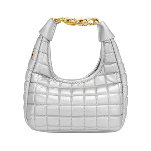 Silver Quilted Soft Tote Crossbody Bag,  the interior has enough capacity for keys, phones, cards, sunglasses, purses, lipsticks, books, and water bottles. A wonderful gift for your lover, family, and friends. Perfect for traveling, beach, parties, shopping, camping, dating, and other outdoor activities in daily life.