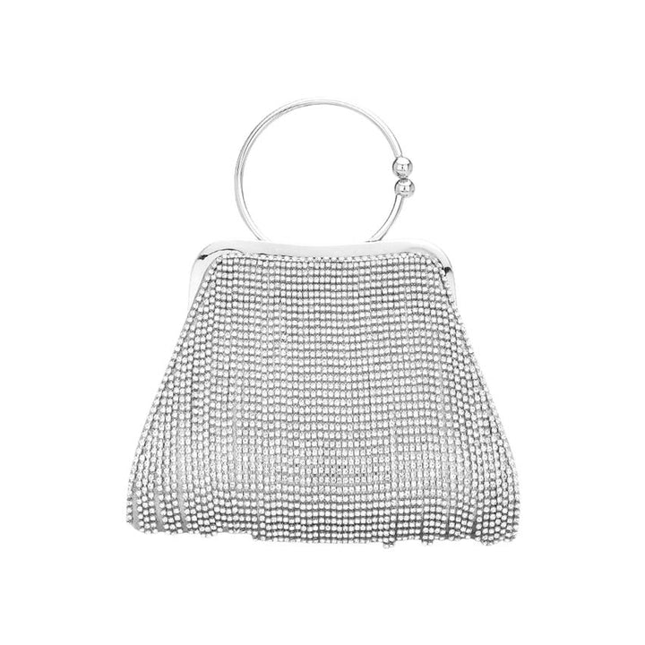 Silver Rhinestone Embellished Evening Tote Crossbody Bag, This tote bag is uniquely detailed, featuring a bright, sparkly finish giving. This is the perfect evening for any fancy or formal occasion when you want to accessorize your dress, gown, or evening attire during a wedding, bridesmaid bag, formal, or on date night.