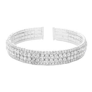 Silver Rhinestone Pave Cuff Evening Bracelet, this sparkling bracelet is perfect for special occasions. This evening bracelet will make any outfit exclusive. It looks so pretty, bright, and elegant on any special occasion. This is the perfect gift, especially for your friends, family, and the people you love and care about.