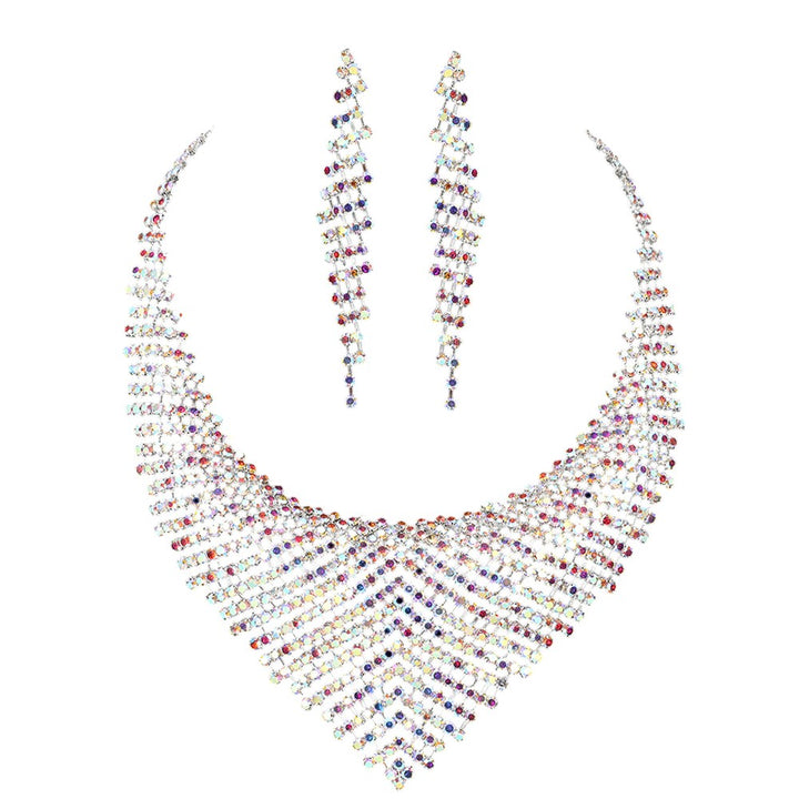 Silver Rhinestone Paved Collar Necklace adds an instant touch of glamour to any outfit. With precision-placed rhinestones, this necklace shines and sparkles with every movement. The perfect accessory for any formal event or special occasion.