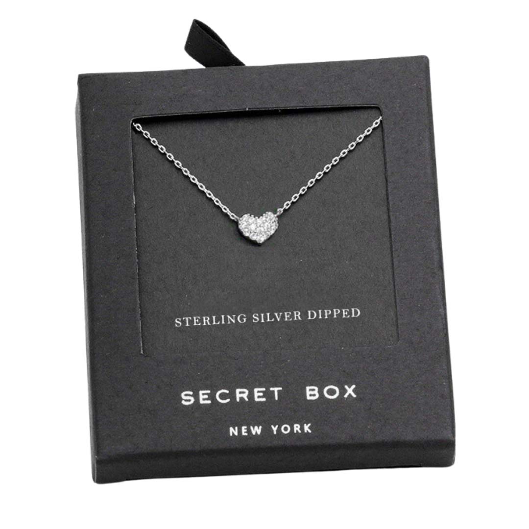 Silver Secret Box Sterling Silver Crystal Heart Pendant Necklace, will surely amp up your beauty and show your perfect class anywhere, any time. Perfect Birthday Gift, Anniversary Gift, Mother's Day Gift, Anniversary Gift, Graduation Gift, Prom Jewelry, Just Because Gift, Thank You Gift, or Charm Necklace. Stay beautiful.