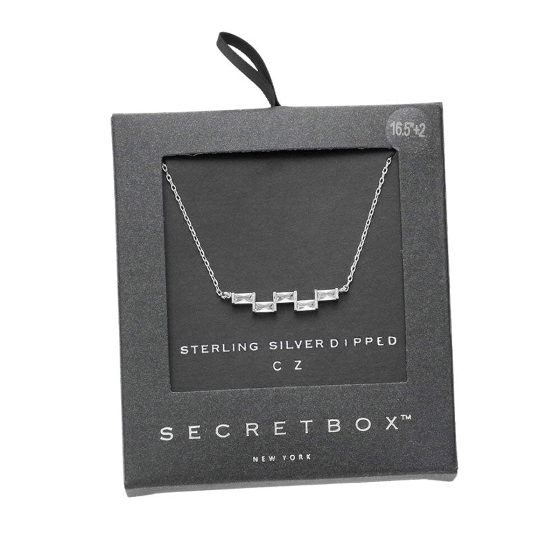 Silver Secret Box Sterling Silver Geometric CZ Pendant Necklace, is beautifully designed that will make a glowing touch on everyone.  The beautifully crafted design adds a gorgeous glow to any outfit. Perfect for Birthday Gift, Mother's Day Gift, Anniversary Gift, Graduation Gift, Thank you Gift.