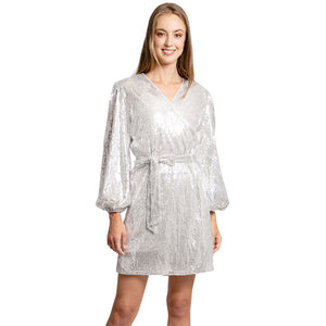 Silver Sequin Balloon Sleeves Belt Cover Up Poncho, will amp up your beauty & confidence and make you stand out with its eye-catchy design. It will be your favorite accessory to wear everywhere with a perfect look. Excellent gift for wife, mom, or the persons you love for their birthday, holiday, anniversary, etc.
