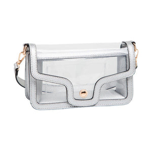 Silver Solid Faux Leather Transparent Rectangle Shoulder Bag, is sophisticated and stylish. Crafted with durable, high-quality faux leather, it features a transparent rectangular shape for a chic look. Carry it to your next dinner date or social event to add a touch of elegance. Perfect Gift for fashion enthusiasts.