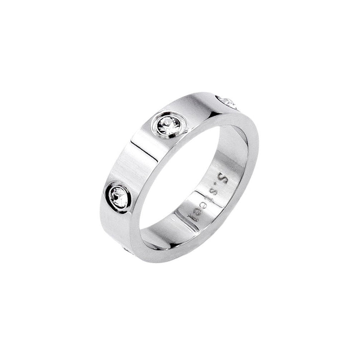 Silver-Stone Embellished Stainless Steel Band Ring is an elegant and durable accessory. The stainless steel material offers strength and resistance to tarnishing, while the stone embellishments add a touch of sophistication. Perfect for everyday wear or special occasions.