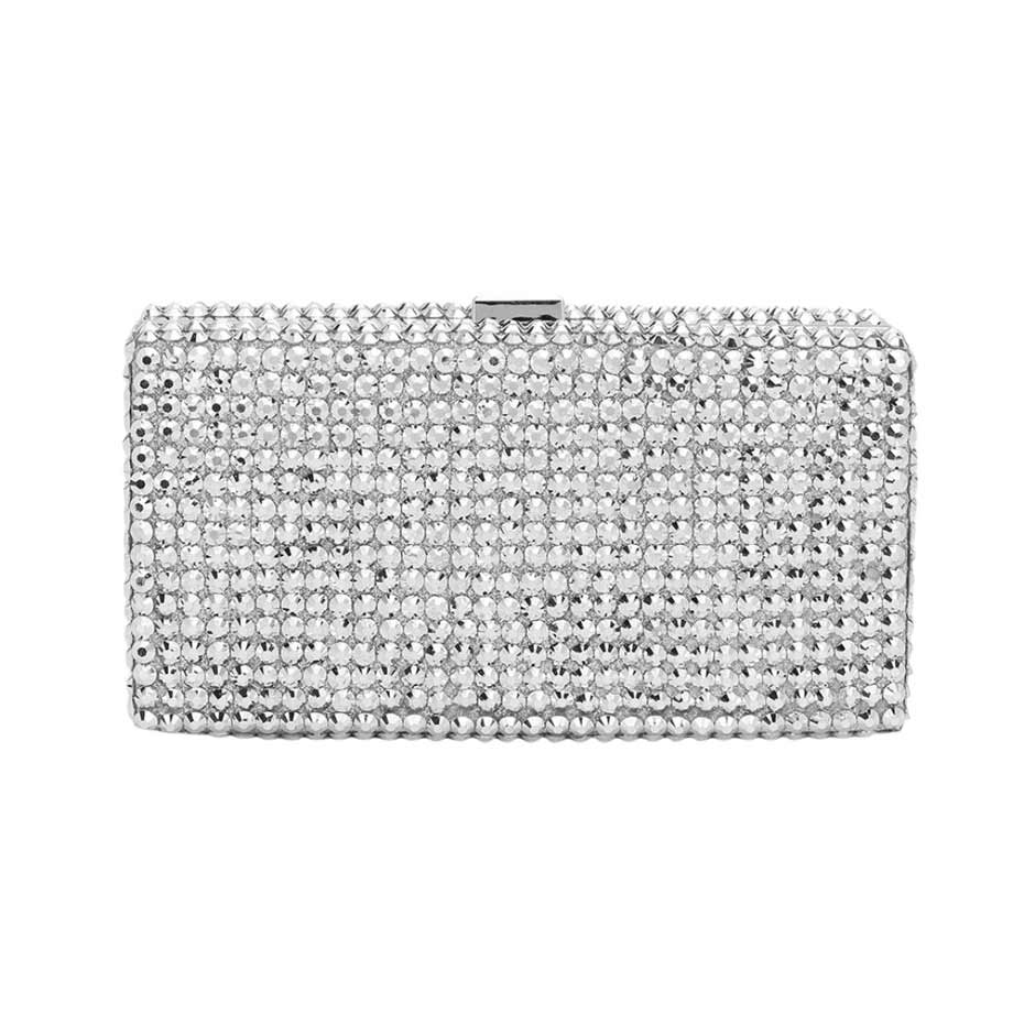 Silver Studded Bling Rectangle Evening Clutch Crossbody Bag, is beautifully designed and fit for all special occasions & places. Show your trendy side with this rectangle evening crossbody bag. Perfect gift ideas for a Birthday, Holiday, Christmas, Anniversary, Valentine's Day, and all special occasions.