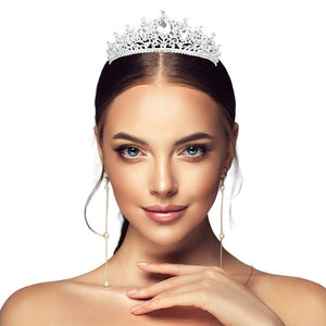 Silver Teardrop-Accented Princess Tiara, add a touch of elegance to your special day with this teardrop-accented princess tiara. It gives an eye-catching sparkle perfect for the occasion. These are Perfect Birthday Gifts, Anniversary Gifts, Mother's Day Gifts, and Graduation gifts.