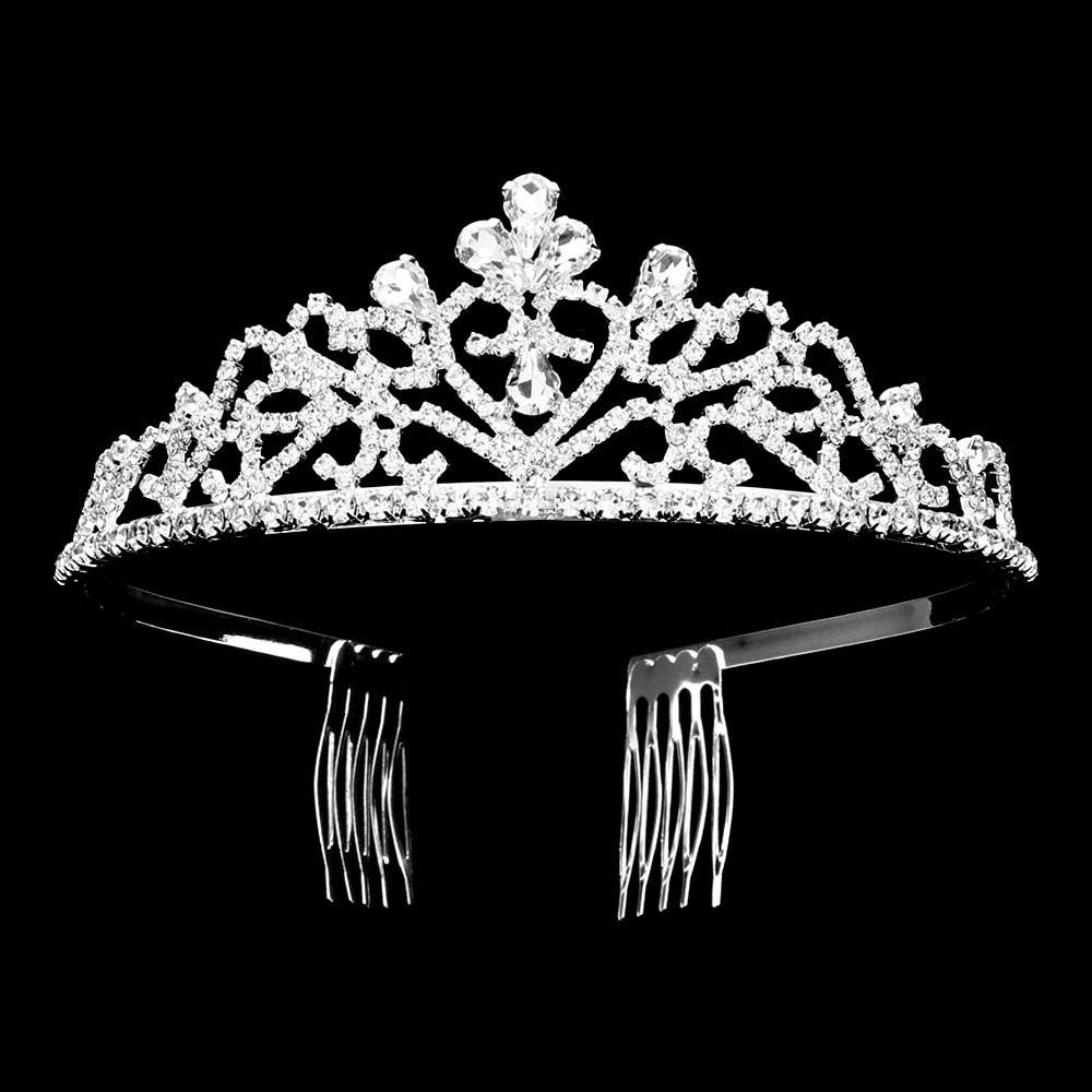 Silver Teardrop Stone Pointed Princess Tiara, is perfect for the modern princess. Crafted with a teardrop stone and pointed design, this tiara is sure to add a regal touch to any special occasion ensemble. The stunning craftsmanship gives this tiara a timeless look that will be admired for years to come.