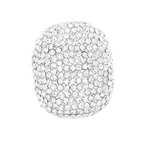 Silver Wide Crystal Rhinestone Pave Stretch Ring, Accentuate your look with this Ring. Crafted with quality materials, this ring features an elegant design adorned with sparkling crystals to make a sophisticated statement. Perfect for everyday wear or. formal occasions. A perfect gift item for your friends and family