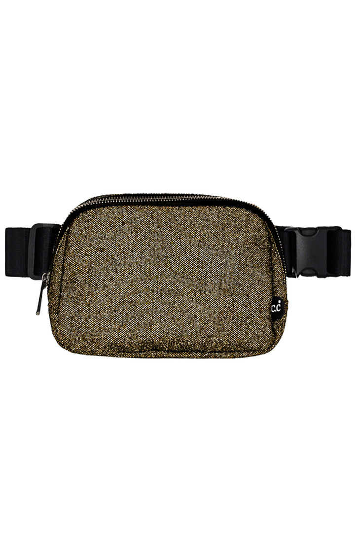 SmokeyTopaz C.C Glitter Tiny Mesh Fanny Pack offers a stylish and functional solution for carrying your essentials. The glitter mesh adds a touch of sparkle, while the compact size makes it easy to carry on-the-go. Stay organized and on-trend with this versatile fanny pack.