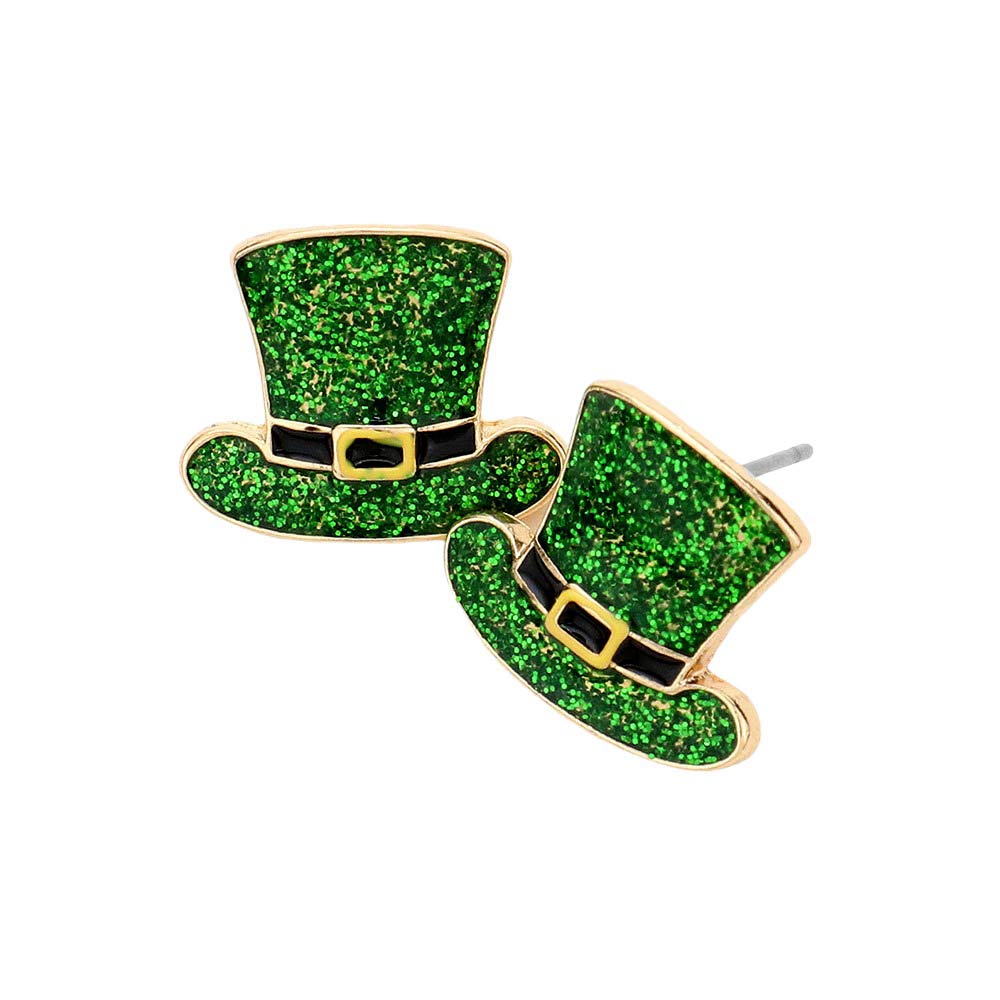 St Patrick's Day Leprechaun Hat Stud Earrings, Add a touch of festive charm to your St. Patrick's Day outfit with these Stud Earrings. Made with sparkling green, these earrings will make you stand out in any crowd. Perfect for celebrating the luck of the Irish and spreading holiday cheer.