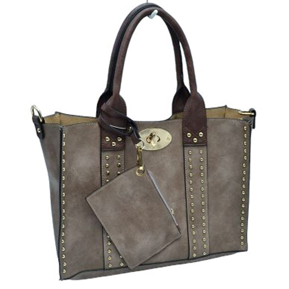 Stone Faux Leather Top Handle Tote Bag With Purse, is a stylish and durable bag made of high-quality faux leather. Its spacious top handle design allows for comfortable carrying and the detachable purse adds extra convenience. The bag is designed to last for years to come. Perfect gift for family members on any day.