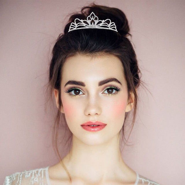 Madeline Love Clear, Silver Elegant Rhinestone Paved Princess Tiara - Hair Accessories
