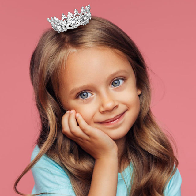 Madeline Love Silver Crystal Teardrop Rhinestone Pave Crown Mini Tiara - Hair Accessories