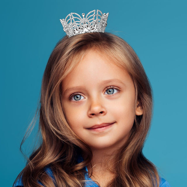 Madeline Love Clear, Silver Rhinestone Crystal Paved Butterfly Crown Mini Tiara - Hair Accessories