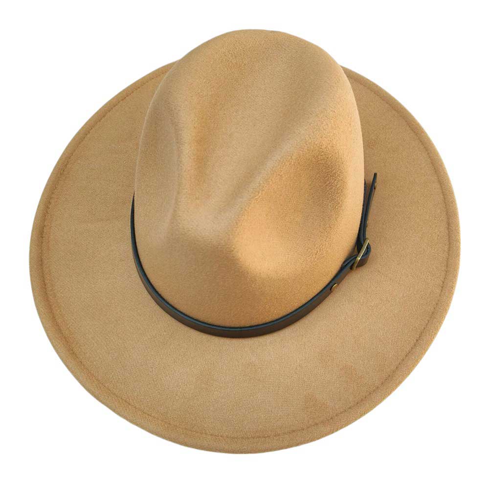 Tan-Belt Band Pointed Fedora Hat. Made with a stylish belt band and pointed brim, this hat is the perfect accessory for a sophisticated look. The high-quality material ensures long-lasting wear and a comfortable fit. Elevate your style with this must-have hat.