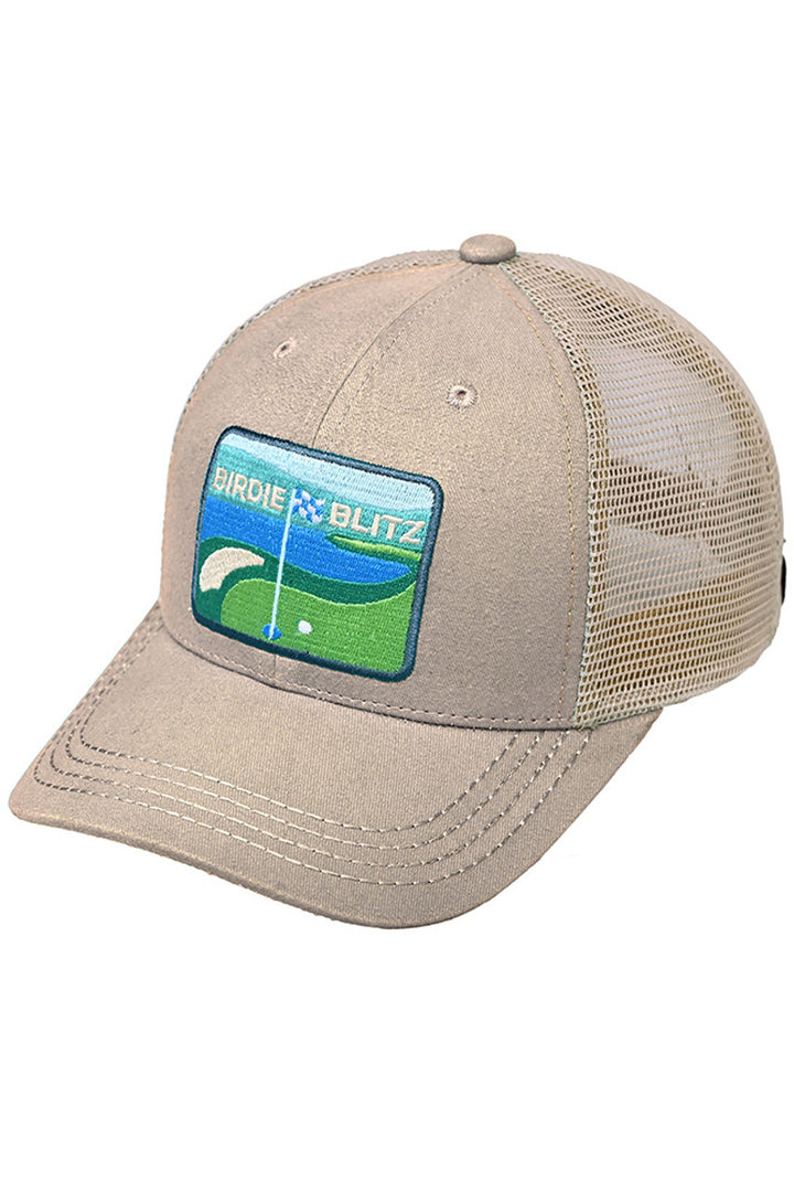 Tan C.C BIRDIE BLITZ Embroidery Patch Baseball Cap is the perfect addition to your wardrobe. Made with an expertly embroidered patch, this cap offers a touch of style and sophistication. Its comfortable design ensures a secure fit, making it the go-to accessory for any outdoor activity.