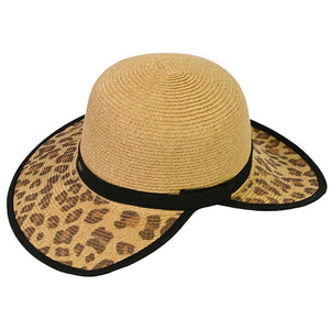 Tan C.C Trendy Leopard Wide Brim Straw Sun Hat, keep your styles on even when you are relaxing at the pool or playing at the beach. Large, comfortable, and perfect for keeping the sun off of your face, neck, and shoulders. Perfect gifts for Christmas, holidays, Valentine’s Day, or any meaningful special occasion.