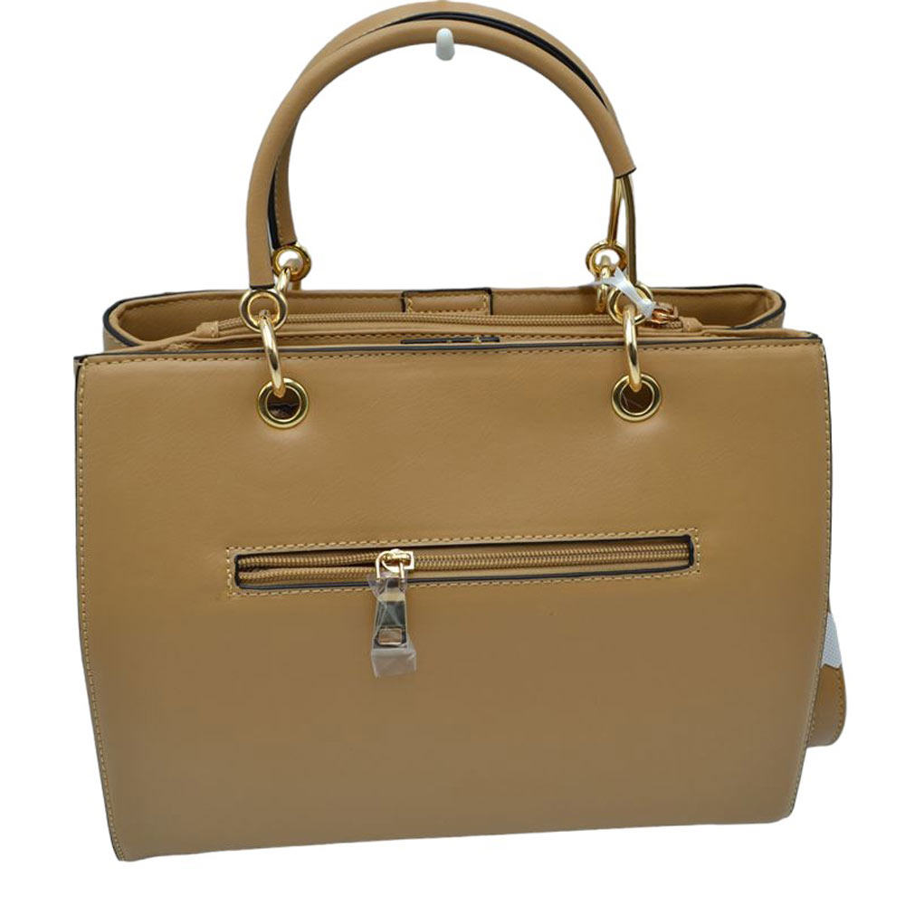 Tan Faux Leather Metal Link Round Top Handle Tote Bag, is perfect for your daily errands or night out. Crafted with superior faux leather and metal link detail, this tote bag is suitable for everyday use. The round top handle makes it easy to slip on and off your shoulder. An excellent bag for any occasion.