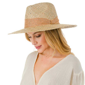 Tan Knot Trim Woven Straw Fedora Hat, Crafted from high-quality woven straw, this hat is the perfect accessory for any sunny day. With its stylish knot trim and lightweight design, it provides both fashion and functionality. Protect yourself from the sun while looking effortlessly chic.