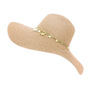 Tan Pearl Starfish Shell Charm Band Pointed Straw Sun Hat, is perfect for any beach or outdoor occasion. The beautifully crafted pearl and shell band adds a touch of glamour, while the pointed straw design provides ample shade and breathability. Stay stylish and protected from the sun with this must-have accessory. 