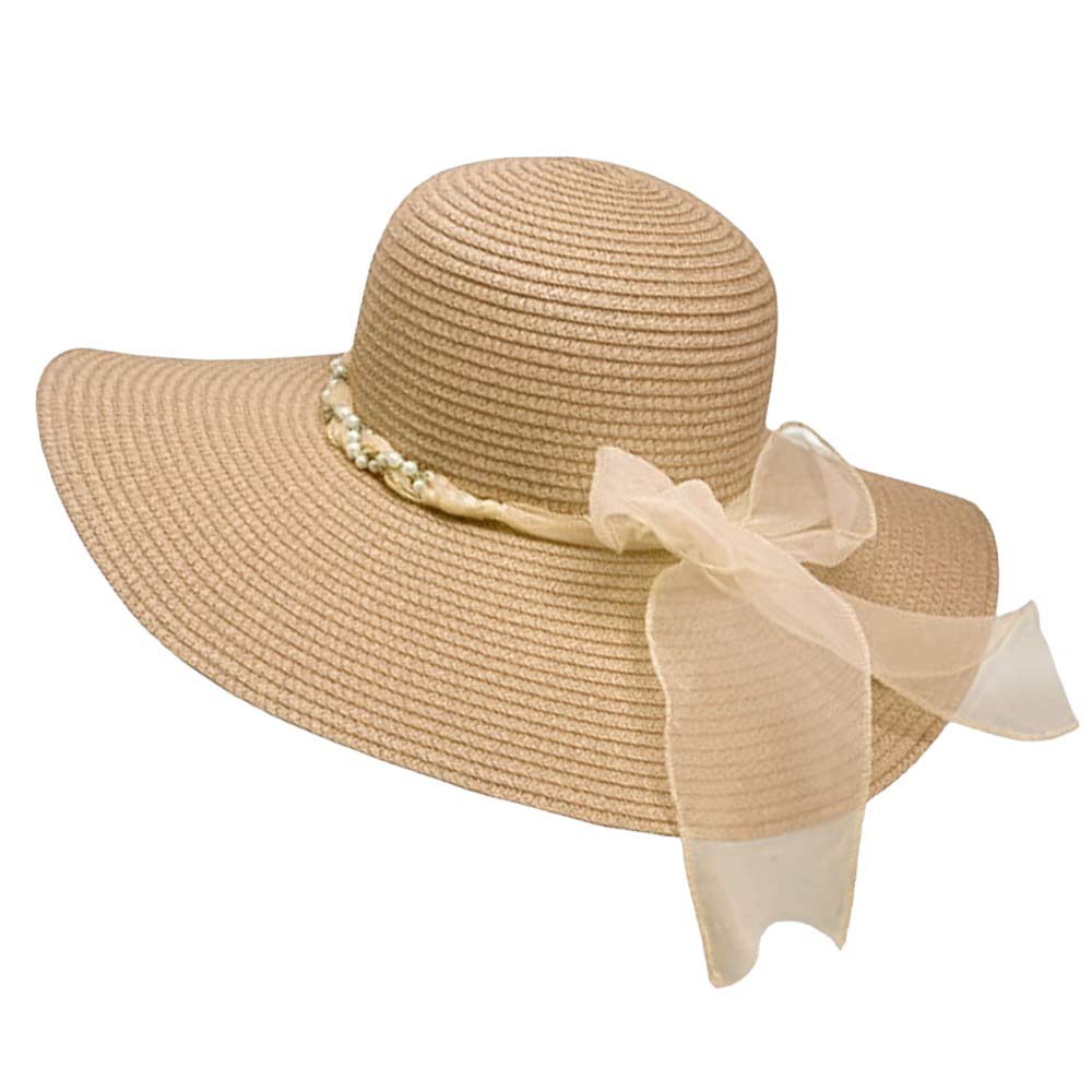 Tan Rhinestone Pearl Twisted Bow Band Pointed Straw Sun Hat, Step into the sun with style and elegance with our straw sun hat. Adorned with beautiful rhinestones and pearls, this hat is perfect for any outdoor occasion. Stay cool and protected while looking chic and sophisticated. Make a statement with this!