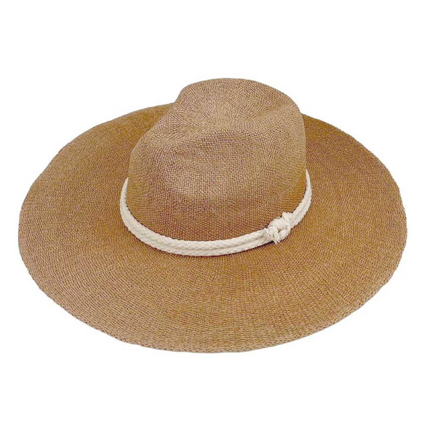 Tan Rope Trim Woven Straw Hat, Stay cool and stylish with our straw hat. Made with high-quality straw and accented with rope trim, this hat is perfect for any outdoor adventure. It provides sun protection, ensuring your skin stays safe and comfortable. Elevate your look while keeping your skin safe from the sun!