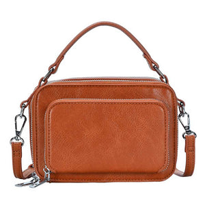 Tan Solid Faux Leather Rectangle Tote Crossbody Bag, is made of durable faux leather, offering long-lasting strength and comfortable fit. It features a wide interior to keep your things organized. With adjustable shoulder straps, it is a great option for carrying all day. A thoughtful gift for loved ones on any special day