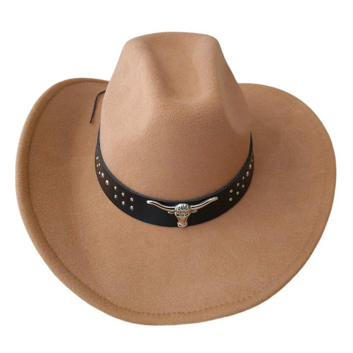 Tan-Steer Head Pointed Western Belt Pointed Cowboy Fedora Hat is a versatile accessory that adds a touch of Western flair to any outfit. With its pointed design and steer head embellishment, it is both stylish and functional. Made with high-quality materials, it is a durable and long-lasting addition to your wardrobe.