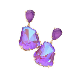 Tanzanite Teardrop Angled Stone Link Dangle Evening Earrings, These elegant earrings feature a unique design that will add a touch of sophistication to any outfit. The angled stones create a delicate and eye-catching look, while the dangle style adds movement and dimension. Perfect for formal evening event or a special occasion.