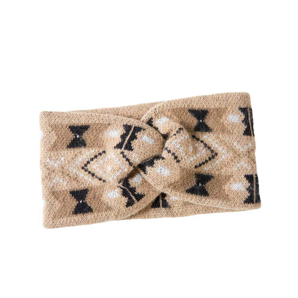 Taupe Aztec Patterned Knit Earmuff Headband, will shield your ears from cold winter weather ensuring all-day comfort. An awesome winter gift accessory and the perfect gift item for Birthdays, Christmas, Stocking stuffers, Secret Santa, holidays, anniversaries, Valentine's Day, etc. Stay warm & trendy!