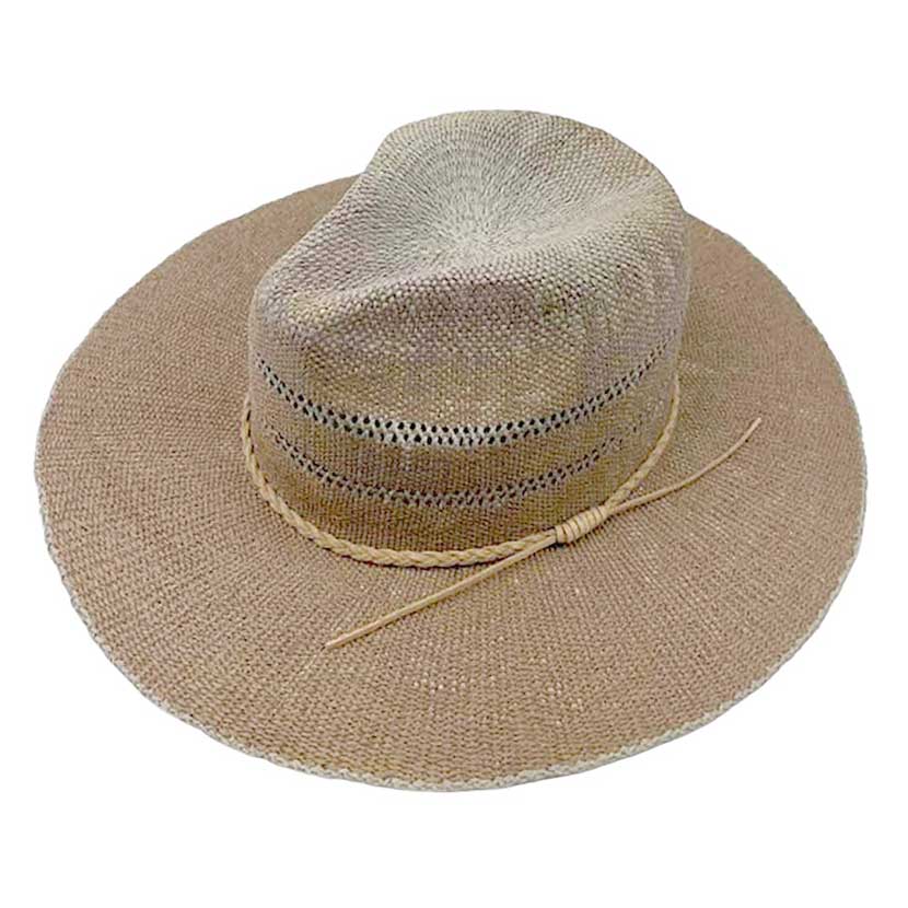 Taupe Braided Trim Woven Straw Fedora Hat, Crafted with a woven straw material and a stylish braided trim, this fedora hat is the perfect accessory for any sunny day. The braided trim adds a touch of elegance and the straw material provides breathability, making it both fashionable and functional. It Protects from the sun.