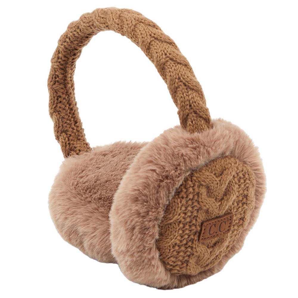 Taupe C.C Cable Knit Faux Fur Earmuff, is sure to keep you warm in the cold. The cable knit exterior is soft and cozy, while the faux fur interior adds extra warmth and comfort. Perfect for winter weather, these earmuffs are stylish and practical. Perfect winter gift idea for fashion loving close ones.