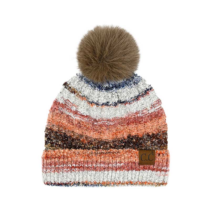 Taupe C.C Multi Color Space Dye Pom Beanie, is the perfect choice for a cold day. It's the autumnal touch you need to finish your outfit in style. Awesome winter gift accessory for Birthday, Christmas, Stocking Stuffer, Secret Santa, Holiday, Anniversary, or Valentine's Day to your friends, family, and loved ones.