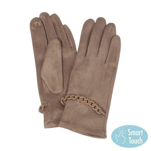 Taupe Chain Pointed Touch Smart Gloves, give your look so much more eye-catching and feel so comfortable with the beautiful chain-pointed design and embellishment. These warm gloves will allow you to use your electronic device with ease. Perfect gift accessory for this winter.