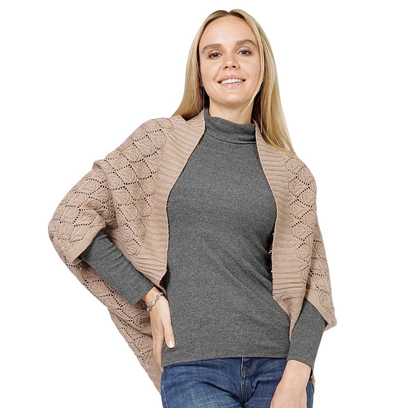 Taupe Diamond Knit Shrug Vest, with the latest trend in ladies' outfit cover-up! The high-quality poncho is soft and comfortable. Stay protected from the chilly weather while taking your elegant looks to a whole new level with an eye-catching, luxurious casual outfit for women! A fantastic gift for your friends or family.