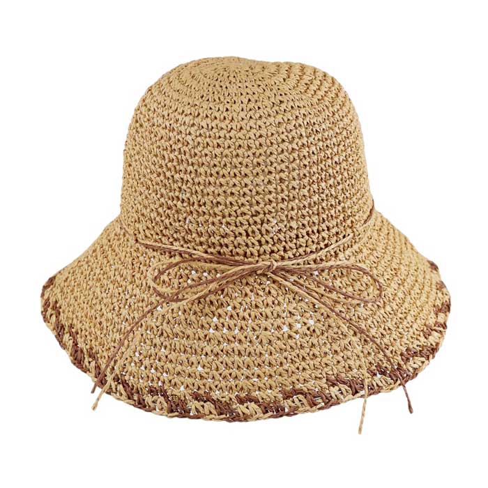Taupe Edge Detailed Straw Bucket Hat, Expertly crafted with detailed edges, this straw bucket hat adds a touch of sophistication to any summer outfit. Made with high quality materials, it offers both style and protection from the sun's harmful rays. Perfect for a day at the beach or a stroll in the park.