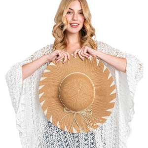 Taupe Handmade Edge Detailed Floppy Hat, Expertly handcrafted with attention to detail, this is a must-have accessory for any fashion-forward individual. Its unique edge detailing adds a touch of sophistication, while its wide brim provides ample sun protection. Perfect for any occasion, it is both functional and stylish.