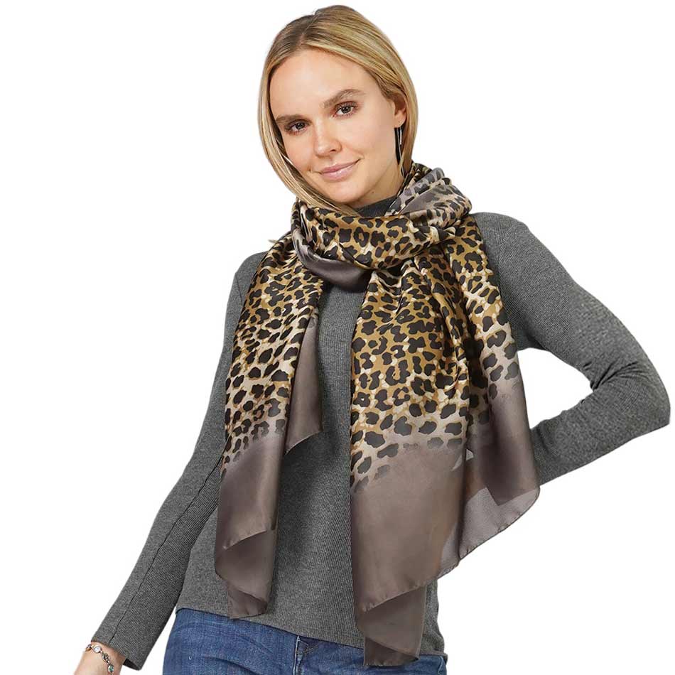 Black Leopard Print Satin Oblong Scarf, is delicate, warm, on-trend & fabulous, and a luxe addition to any weather ensemble. Great for daily wear in the summer or winter the chill, classic style scarf & amps up the glamour with a plush material. Perfect gift for birthdays, holidays, or any occasion.