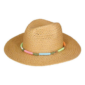 Taupe Multi Color Straw Band Straw Hat, Introducing our perfect accessory for any summer outfit! Made with high-quality straw, this hat is durable and provides excellent UV protection. The stylish multi-color band adds a pop of color to your look while keeping you cool and comfortable. Upgrade your summer style.