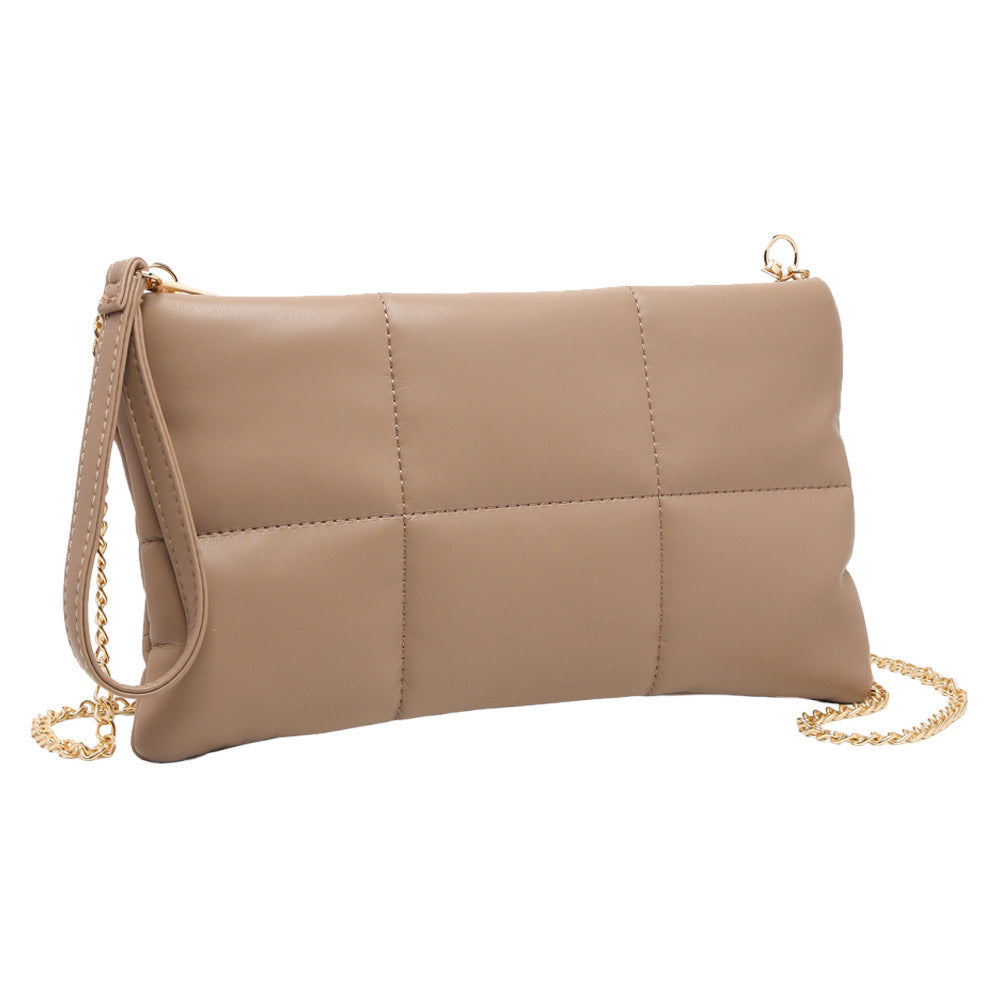 Taupe Quilted Solid Faux Leather Crossbody Bag, Crafted with high-quality faux leather, this bag is both stylish and highly resistant to wear and tear. Its adjustable strap and sleek quilted pattern make it comfortable and fashionable. Wear it for any occasion. Nice gift item to family members and friends on any occasion.
