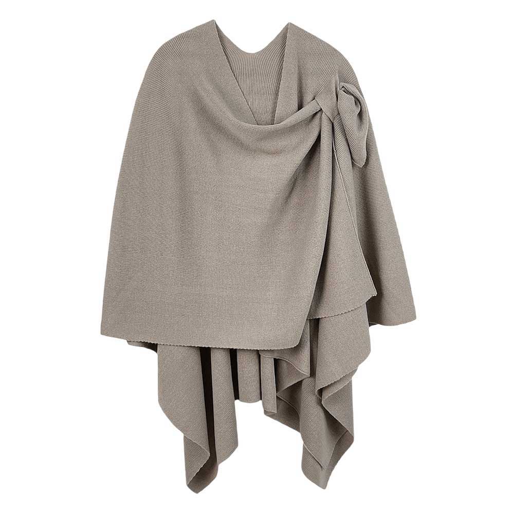 Taupe Shoulder Strap Solid Ruana Poncho, with the latest trend in ladies outfit cover-up! the high-quality bling border solid neck poncho is soft, comfortable, and warm but lightweight. Stay protected from the chilly weather while taking your elegant looks to a whole new level with an eye-catching, luxurious outfit women! 