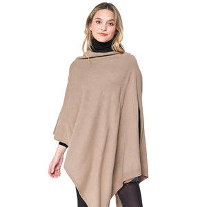 Taupe Solid Scarf Poncho, with the latest trend in ladies' outfit cover-up! The high-quality poncho is soft, comfortable, and warm but lightweight. It's perfect for your daily, casual, party, evening, vacation, and other special events outfits. A fantastic gift for your friends or family.