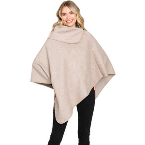 Taupe Textured Solid Neck Poncho, with the latest trend in ladies' outfit cover-up! the high-quality knit neck poncho is soft, comfortable, and warm but lightweight. It's perfect for your daily, casual, party, evening, vacation, and other special events outfits. A fantastic gift for your friends or family.