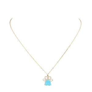 Teal, Show your love for animals with this stylish Glittered Heart Pointed Paw Pendant Necklace. Crafted from quality materials, the pendant features a glittered heart and pointed paw, for an eye-catching look. Wear it solo or as part of a layered look for a stunning statement. Ideal gift item for the animal lovers.