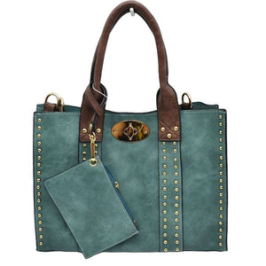 Teal Faux Leather Top Handle Tote Bag With Purse, is a stylish and durable bag made of high-quality faux leather. Its spacious top handle design allows for comfortable carrying and the detachable purse adds extra convenience. The bag is designed to last for years to come. Perfect gift for family members on any day.