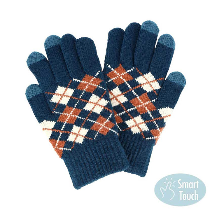 Teal Argyle Patterned Knit Touch Smart Gloves, give your look so much eye-catching with knit touch smart gloves, a cozy feel. It's very fashionable and attractive. A pair of these gloves are awesome winter gift for your family, friends, anyone you love, and even yourself. Complete your outfit in a trendy style!