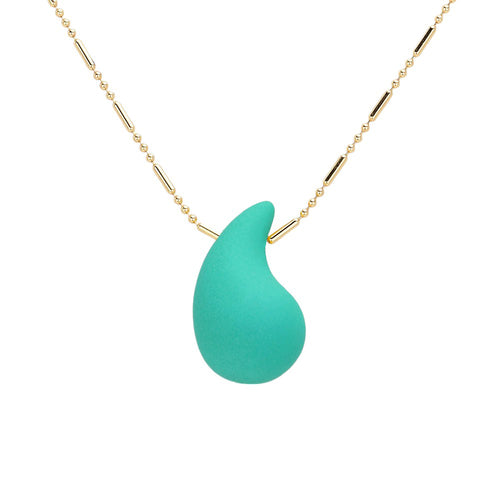 Collar con colgante de lágrima de color mate - Verde azulado